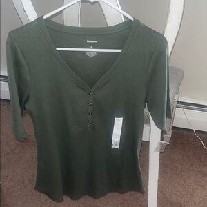 Sonoma Women's Olive Button-Detail Top